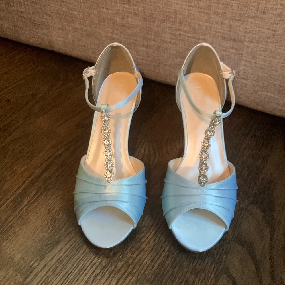 David’s Bridal Tia Bride Shoe - Dyed Capri Blue - 8.5